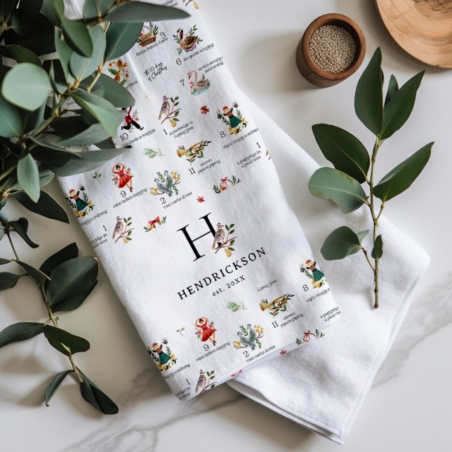 Partridge | 12 Juldagen i Monogram Towel Kökshandduk (Skapare uppladdad)