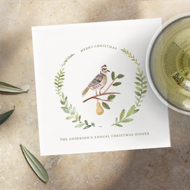 Partridge | 12 Juldagen Monogram Helgdag Pappersservett (Skapare uppladdad)