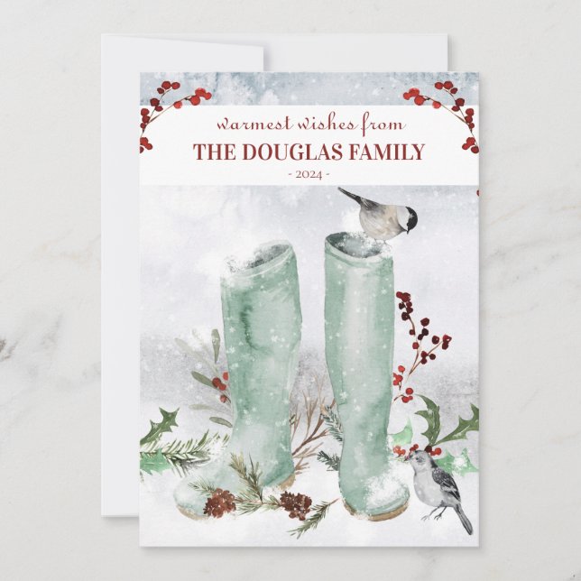 Partridge Chickadee jul Winter Scene Inbjudningar (Framsida)