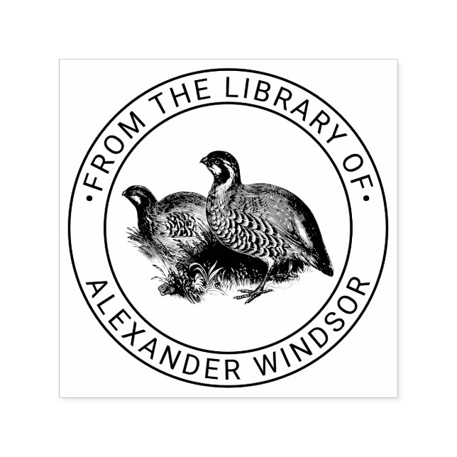 Partridge Game Bird Teckning Bibliotek Bok Namn Självfärgande Stämpel (Design)
