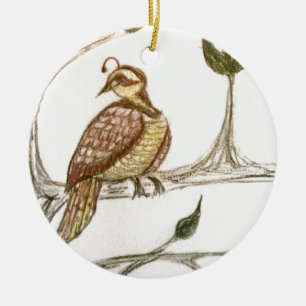 Partridge i en Grönt Pear Träd Julgransprydnad Keramik