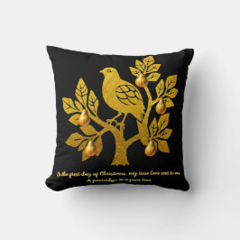Partridge i en Pear Träd Chic Black Guld jul Kudde