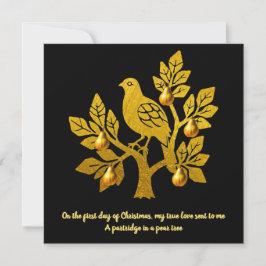 Partridge i en Pear Träd Elegant Guld jul Julkort