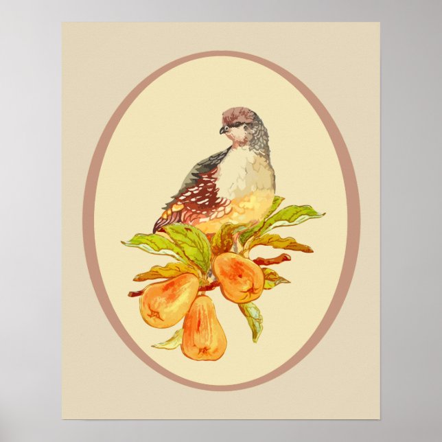 Partridge i en Pear Träd-juloffert Sång Poster (Framsidan)