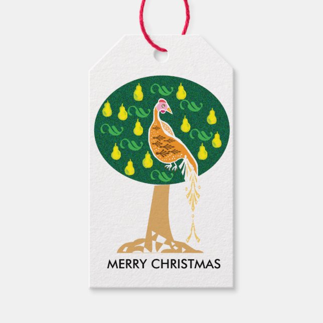 Partridge i ett päron träd jul sång presentetikett (Framsidan)