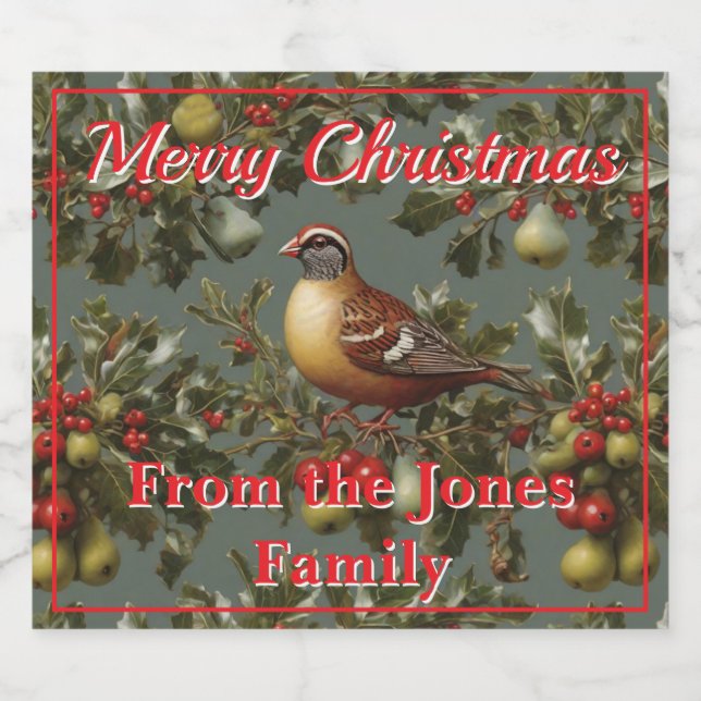 Partridge i päron träd personalize (Enkel etikett)