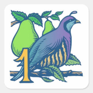 Partridge i Pear Träd Fyrkantigt Klistermärke