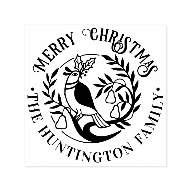Partridge i Pear Träd God jul Namn Självfärgande Stämpel (Design)