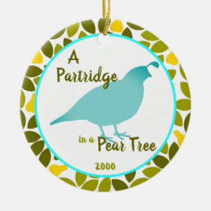 Partridge in a Pear Träd - Anpassningsbar year Julgransprydnad Keramik