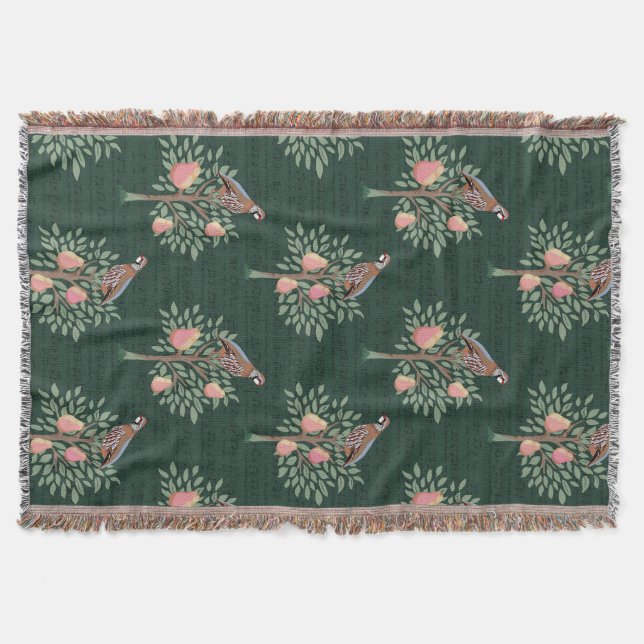 Partridge in a pear tree Christmas Carole on green Filt (Framsidan)