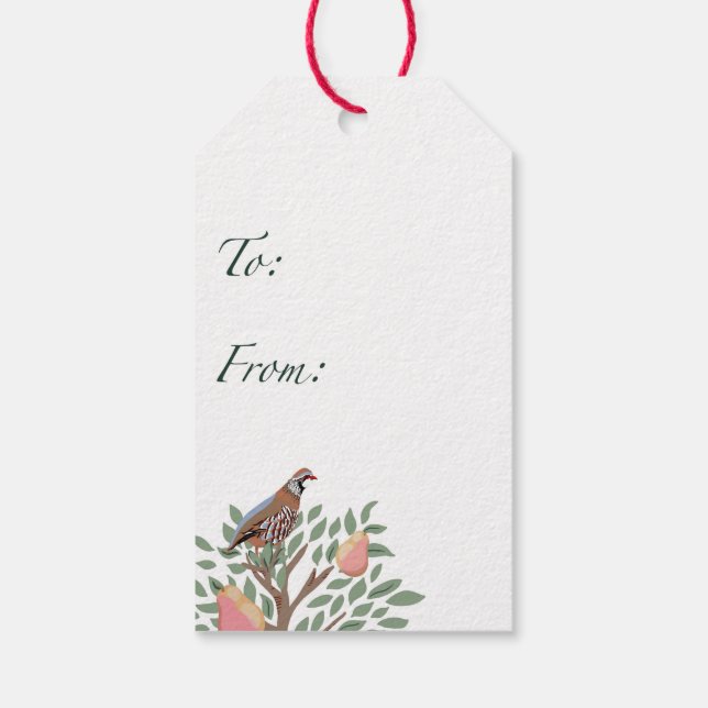 Partridge in a pear tree Christmas Carole on green Presentetikett (Baksidan)