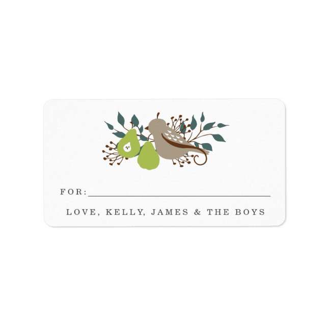 Partridge och Pear Helgdag Gift Adressetikett (Framsidan)