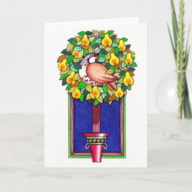 Partridge och Pear-julkort Helgkort (Framsida)