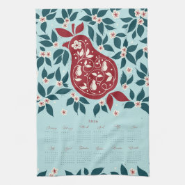 Partridge Päronträd 2026 Kalender - Evergreen Kökshandduk