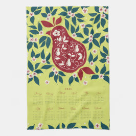 Partridge Pear Tree 2026 Calendar - Bartlett Green Kökshandduk