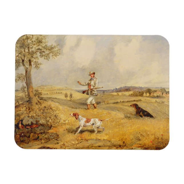 Partridge Shooting (olja på panelen) Magnet (Horisontell)
