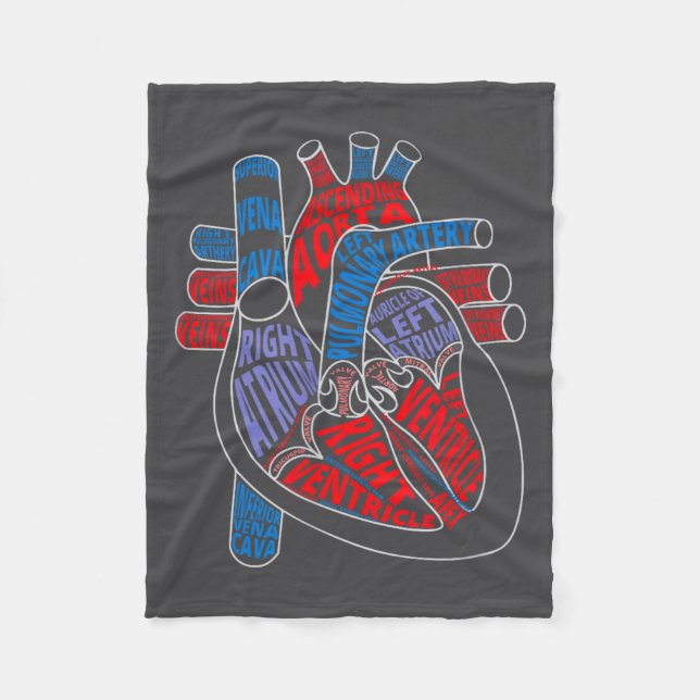 Parts Of Heart Anatomical Heart Gift For Cardiolog Fleecefilt (Framsidan)