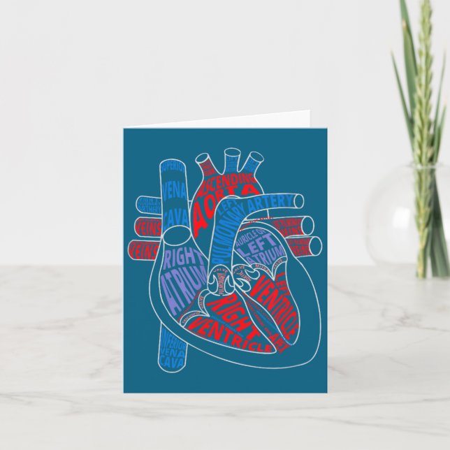 Parts Of Heart Anatomical Heart Gift For Cardiolog Kort (Framsida)