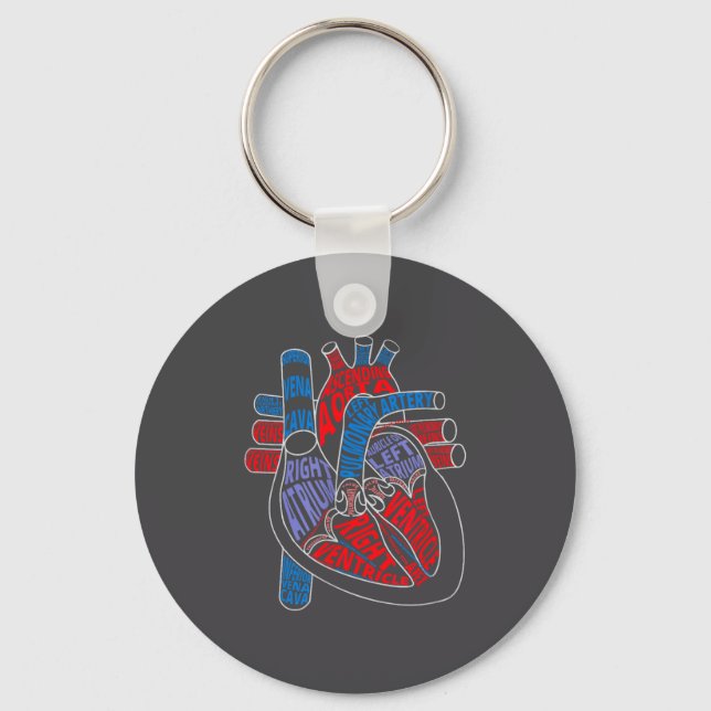Parts Of Heart Anatomical Heart Gift For Cardiolog Nyckelring (Framsida)