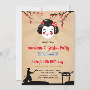 Partsinbjudan till Samurais och geisha Inbjudningar