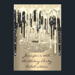 Party 16:e Läppar Kiss Black Silver Glitter Drips Inbjudningar<br><div class="desc">FlorenceK-design</div>