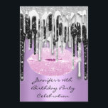 Party 16:e Läppar Kiss Lila Rosa Glitter Drips Inbjudningar<br><div class="desc">FlorenceK-design</div>