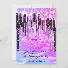 Party 16:e Läppar Rosa Kiss Girly Sjöjungfru Drips Inbjudningar