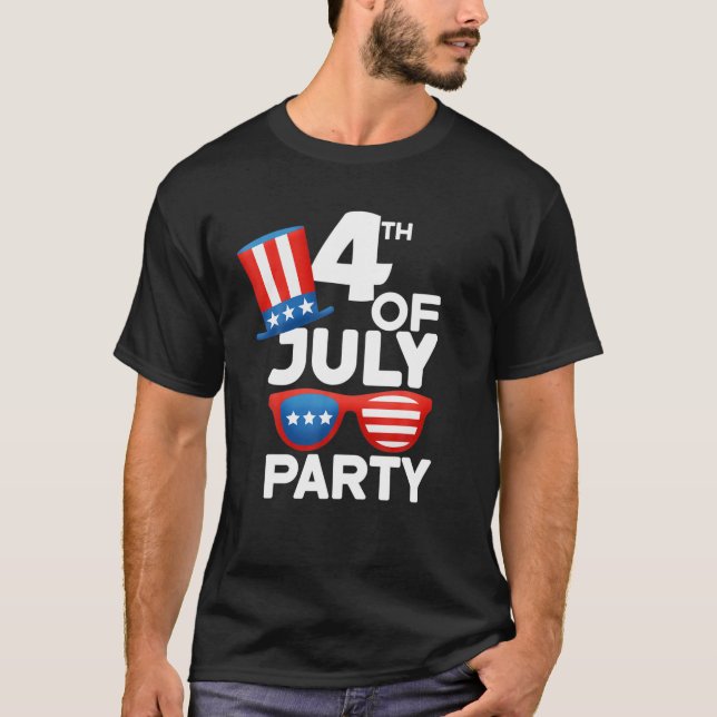 Party 4:e juli Amerika som solglasar Kids Boys T Shirt (Framsida)
