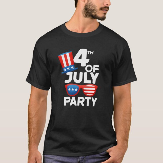 Party 4:e juli Amerika som solglasar Kids Boys T Shirt (Framsida)