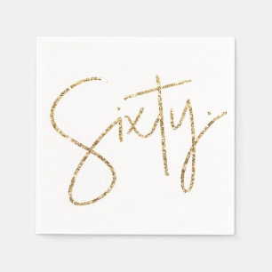 PARTY 60-bitars moderna 60-guld glitter Pappersservett