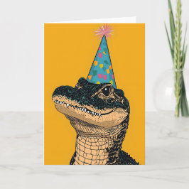 Party Alligator | Roligt för firande av födelsedag Kort