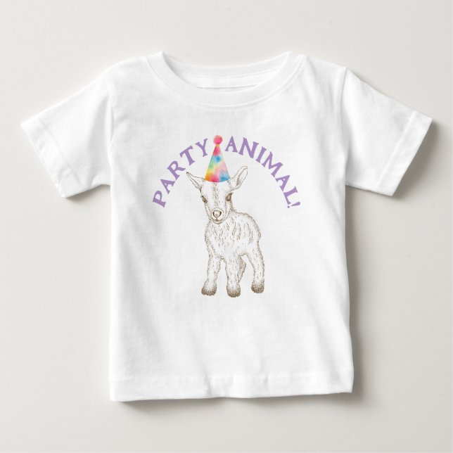 Party Animal Baby Shirt - Funny Goat Birthday Tee (Framsida)