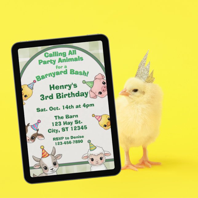 Party Animal Barnyard Bash Birthday Inbjudningar (Skapare uppladdad)