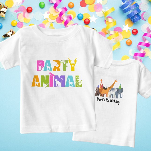 Party Animal Birthday White Zoo Safari Shirt T Shirt (Party Animal First Birthday Shirt)