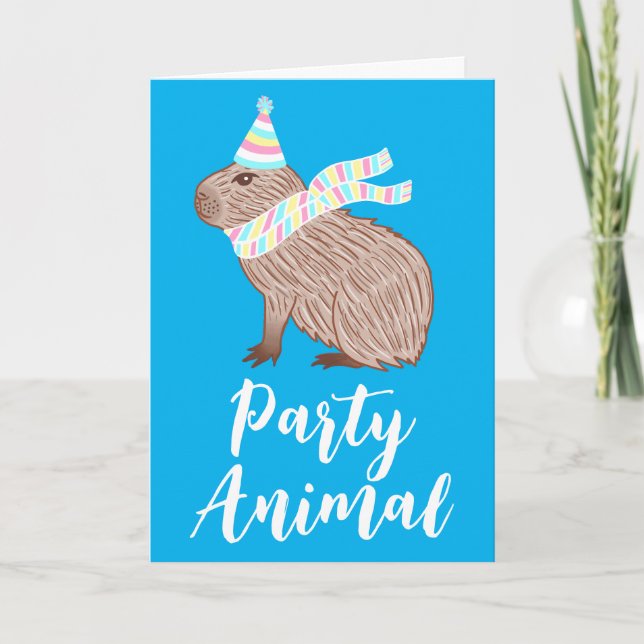 Party Animal Capybara Funny Birthday Hälsning Kort (Framsida)