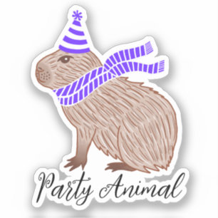 Party Animal Capybara Sticker Klistermärken