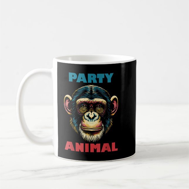 Party Animal Chimpanzee Monkey Ape Gorilla Orangut Kaffemugg (Vänster)
