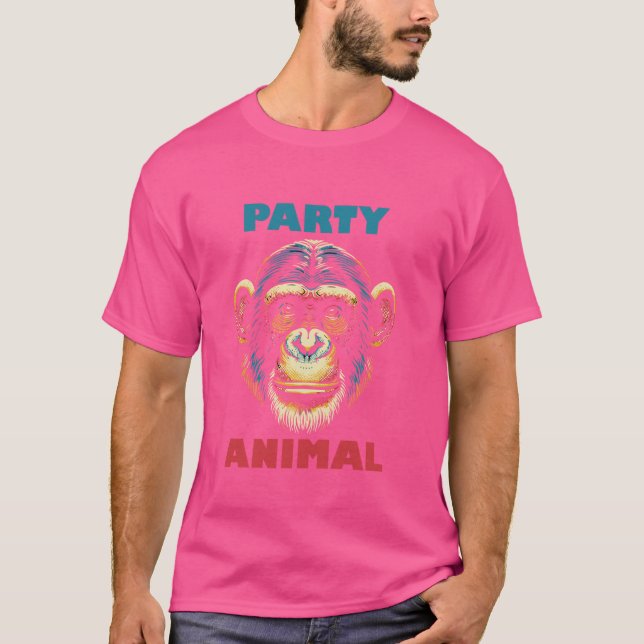 Party Animal Chimpanzee Monkey Ape Gorilla Orangut T Shirt (Framsida)