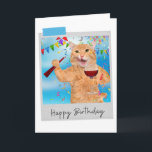 Party Animal Ginger Cat Funny Birthday Card Kort<br><div class="desc">Öka alla kattälskares födelsedag med den här kattdjuret för viskhet och roligt!</div>