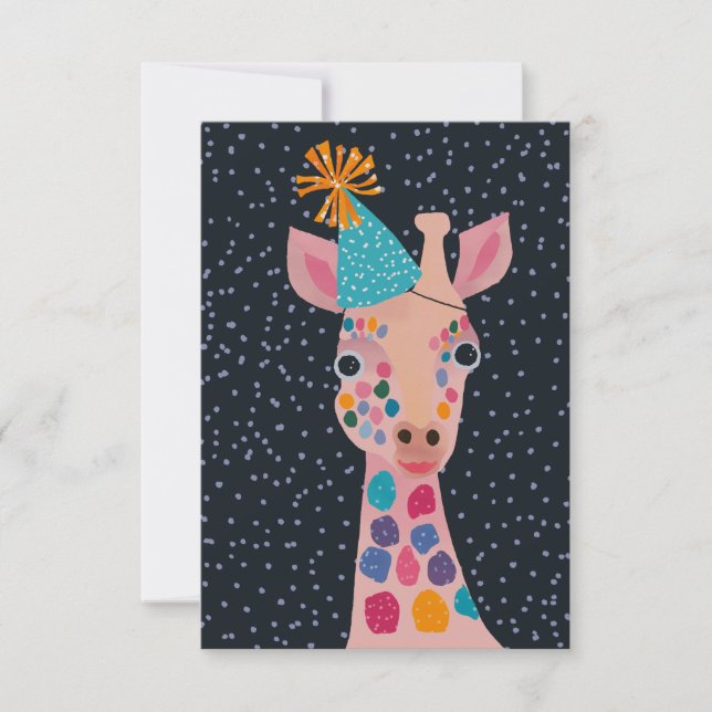 Party Animal Giraffe Notecard Tack Kort (Framsida)