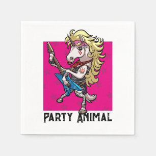 Party Animal Hair Metall Glam Sten Unicorn Tecknad Pappersservett