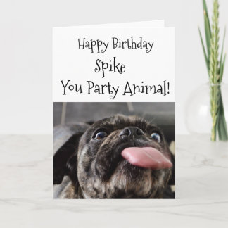Party Animal Pug Birthday Anpassade Card Kort