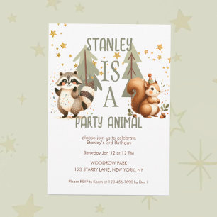 Party Animal Roligt Woodland Birthday Inbjudningar