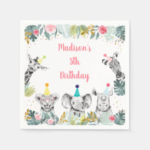Party Animal Rosa Guld Safari Birthday Pappersservett