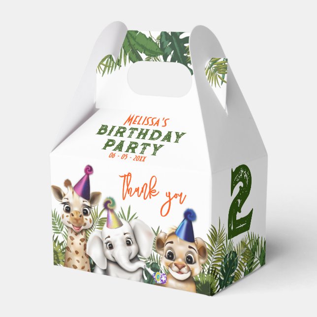 Party Animal Safari Birthday Favor Boxes Presentaskar (Framsidan Sidan)