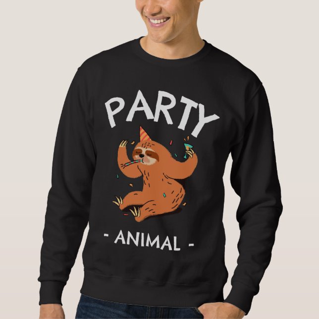 Party Animal Sloth Lång Ärmad Tröja (Framsida)