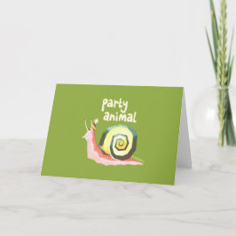 Party animal snail greetings card (green) kort