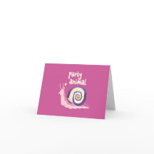 Party animal snail greetings card (pink)