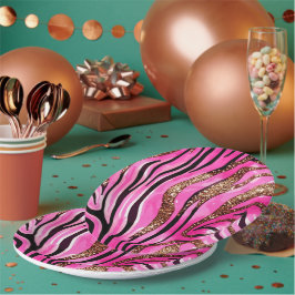Party Animal Tigertryck Pappersmugg, Rosa Glitter
