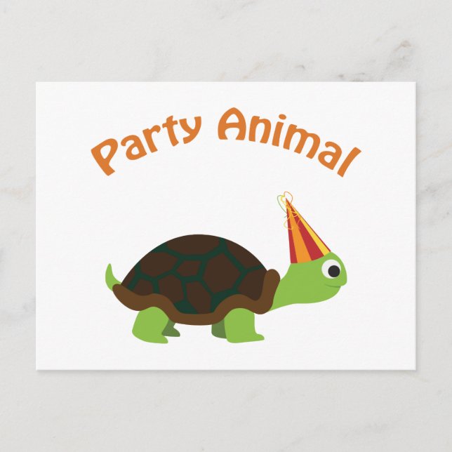 Party Animal Turtle Inbjudan Vykort (Framsida)